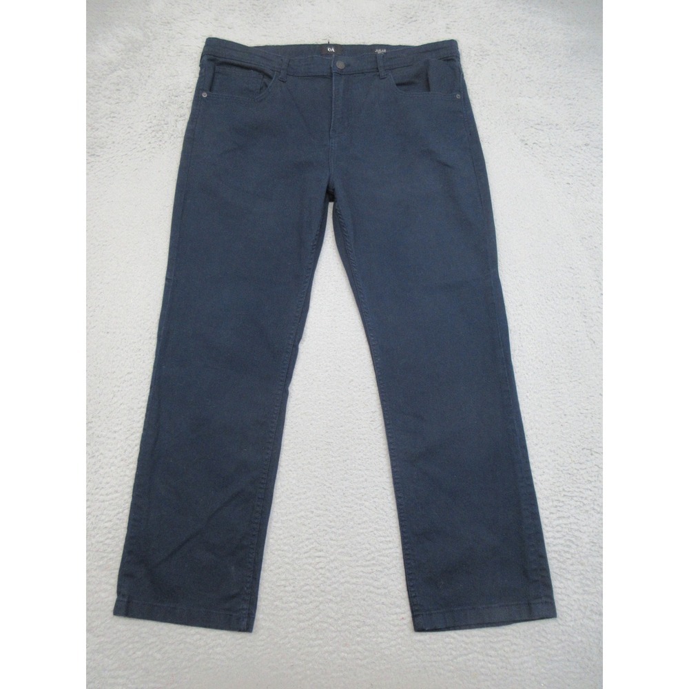 C&A Chino Pants Men 40x32 Navy Blue Stretch Straight Leg Preppy Casual Trousers